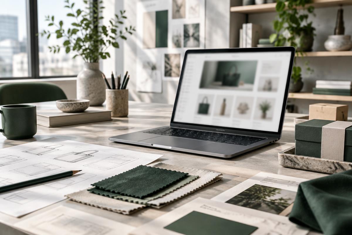 Thoughtful e-commerce planning at a design workspace